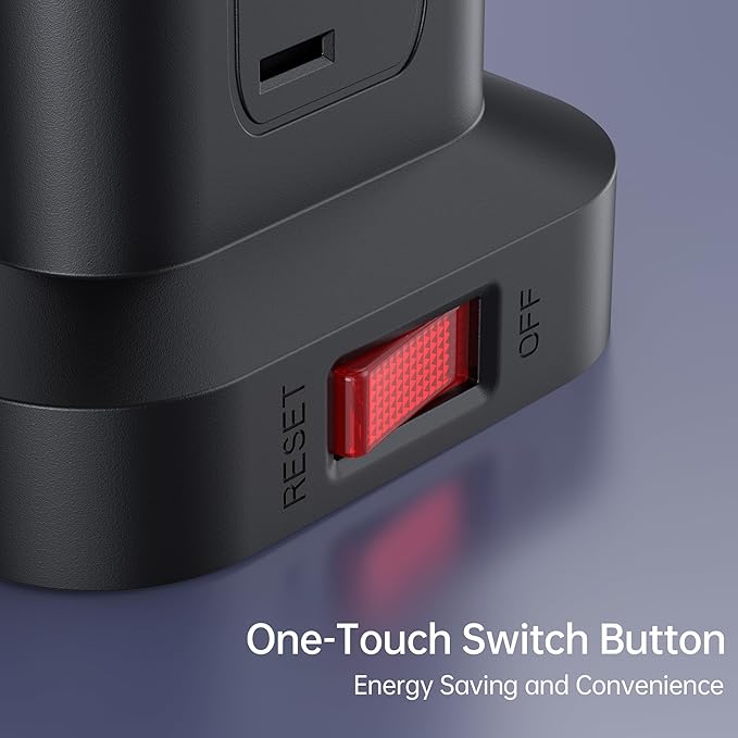 2 Pcs Power Strips with Surge Protection, 6.5 FT Extension Cord with Multiple Outlets, 12 AC 4 USB (1 USB C), Surge Protector Power Strip Tower Overload Protection for Home Office Desk