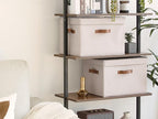 StorageWorks Fabric Storage Bins with Lid, Decorative Storage Boxes for Shelves, Stackable Closet Organizer Basket with Handles, Jumbo, Brown and Beige, 2-Pack