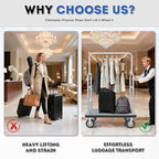 Hotel Luggage Cart, 1300LBS Load Capacity Bellman's Cart with 8" Wheels, Brushed Stainless Steel Commercial Grade Hotel Luggage Trolley with Grey Carpeted Deck for Hotels (42''L x 26''W x 70''H)