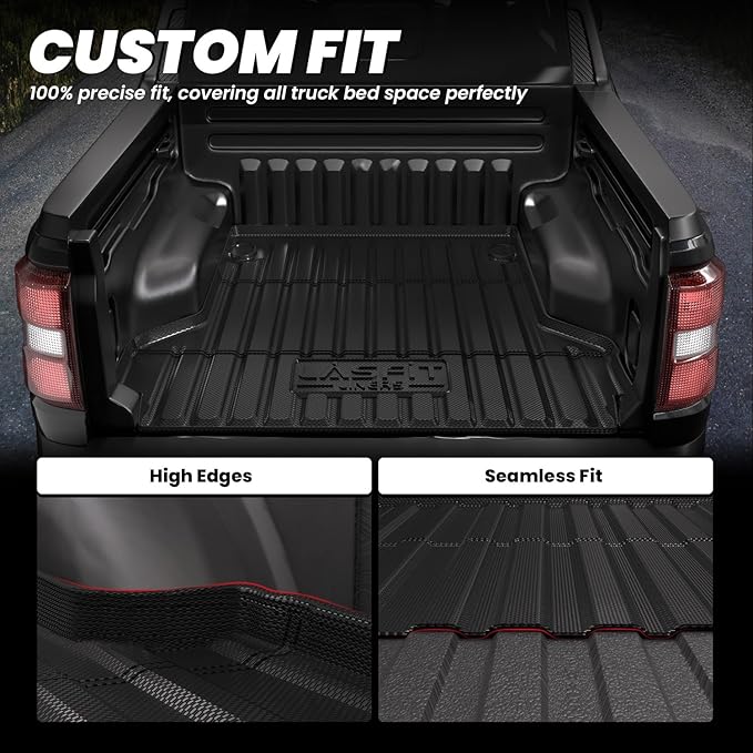 LASFIT Truck Bed Mat for Ford Maverick 2026 2025 2024 2023 2022 Hybrid & Gasoline TPE All Weather Truck Bed Liner Custom Fit Bed Mat(Not fit with Drop-in Bed Liner), 1PC Black