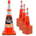 Xpose Safety 36 Inch Orange Traffic Cones Heavy Duty 12lb with 6" & 4" Collars, 24 Pack - Multipurpose PVC Plastic Safety Cone for Parking, Soccer, Caution, Kids and Construction - DOT Approved