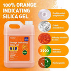 5 LBS Orange Indicating Silica Gel Desiccant Beads,(Industry Standard 3-5 mm) Rechargeable Silica Gel Beads for 3D Filament, Electronic Devices, Camera, Jewelry, Safe(15PCS Organza Bag)