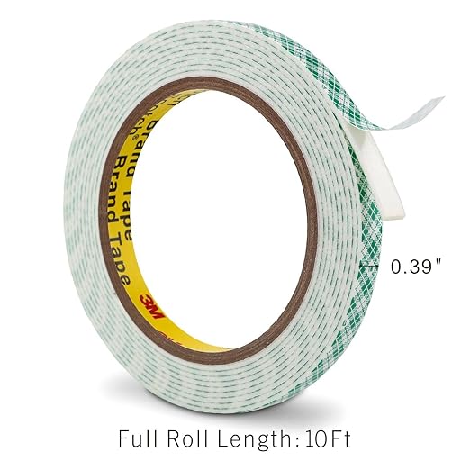 3M Double Sided Foam Tape 0.39" x 10Ft Peel and Stick Foam Tape Mounting Tape Double Coated Urethane Strong Adhesion Polyurethane Tape for Crafts Interior DIY Card Indoor Outdoor, White