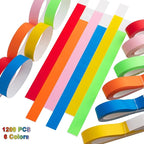 1200 Pcs Plastic Paper Wristbands for Events Neon Color Wrist Bands Concert Identification Wristbands Paper Bracelets Wristbands Party Hand Bands (Red, Orange, Yellow, Fluorescent Green, Blue, Pink)