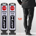 2 Pack 43" x 9.6" inch Double Sided Pedestrian Crosswalk Sign, 21.8" x 9.6" x 4" Durable HDPE Water Filled Base, Portable High Visibility Reflective Traffic Safety Parking STOP Signs (White-2Pack)