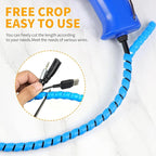 Spiral Cable Wrap, 16.4ft, 33ft Wire Protection Sleeve Cover Cable Organizer Pipe Flexible Spiral Wrap Winding Tube Prevent Cat from Chewing Cables (Blue, 8mm (5/16")-16.4ft)