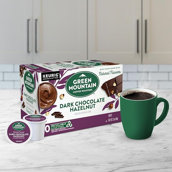 Green Mountain Coffee Roasters Dark Chocolate Hazelnut Coffee, Keurig Single Serve K-Cup Pods, 10 Count