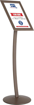M&T Displays Curved Menu Board, 11x17 Pedestal Sign Holder Earth Color Floor Standing Aluminum Front Loading Easy Open Poster Message Advertisement Holder For Restaurant Cafe Hotel