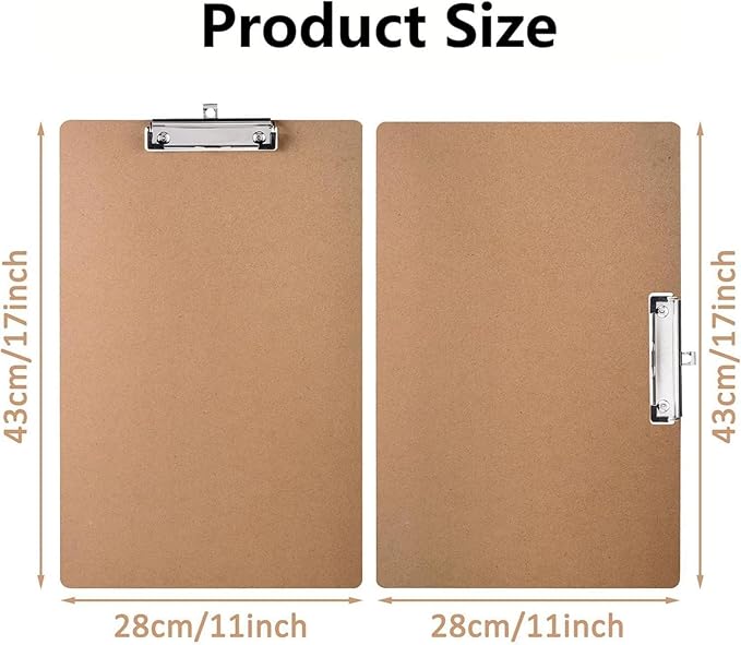 2 Pack Hardboard Office Clipboards - 11x17 Inches, Low Profile Clip, Horizontal and Vertical Design - Ideal for Office, School, and Art Projects