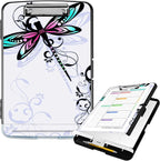 Clipboard with Storage High Capacity Plastic Nursing Clipboards with Pen Holder File Folder Storage Box Clipboard with Heavy Duty Clips for Teacher,Doctor,Offices-Dragonfly with Lotus Flower