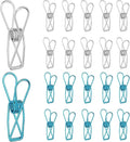 PATIKIL 50Pcs Paper Office Binder Clips, 1.26" Small Metal Wire Hollow Out Paper Clamps Long Tail Binder Clips for Photo Clothes Hanging Office Home Kitchen Food Package, Silver/Blue