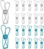PATIKIL 50Pcs Paper Office Binder Clips, 1.26" Small Metal Wire Hollow Out Paper Clamps Long Tail Binder Clips for Photo Clothes Hanging Office Home Kitchen Food Package, Silver/Blue