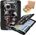Clipboard with Storage,Heavy Duty Plastic Storage Clipboard with Low Profile Clip,Teacher Must Haves,Office Supplies,Skull/Black