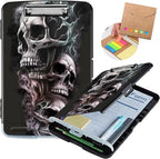 Clipboard with Storage,Heavy Duty Plastic Storage Clipboard with Low Profile Clip,Teacher Must Haves,Office Supplies,Skull/Black