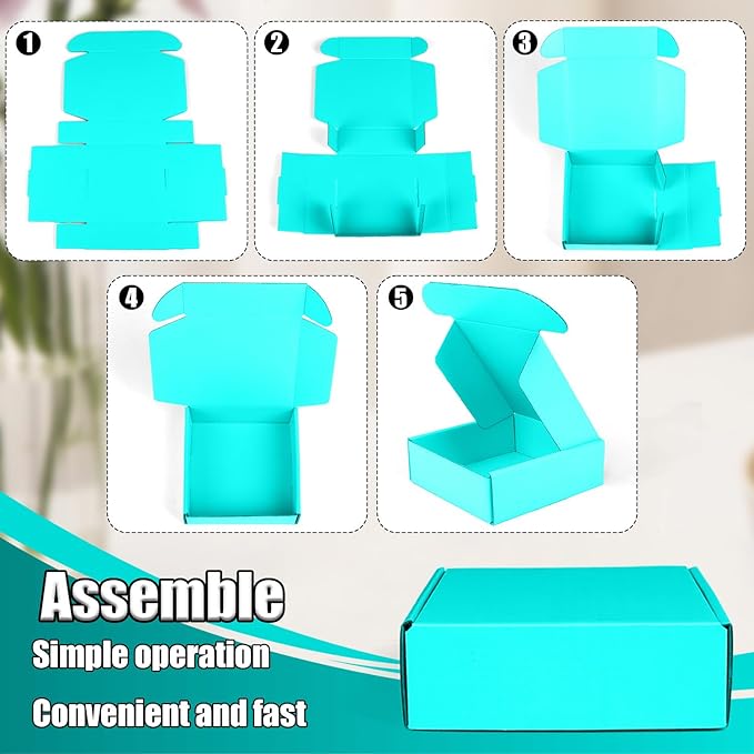 Small Shipping Boxes, 50 Pack Cardboard Box Corrugated Mailer Boxes Small Corrugated Boxes For Shipping Packaging Craft Gifts Giving Products, 6 x 4 x 1.6 Inches (Light Green)