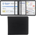 Car Registration and Insurance Holder, Premium Pu Leather Vehicle Glove Box Organizer - for Driver License, Cards & Essential Documents (S-Black)
