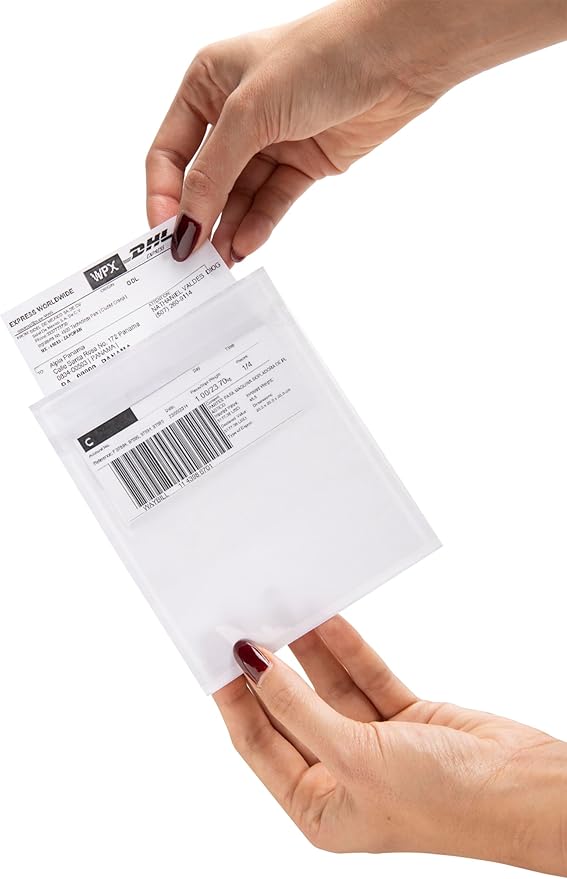 500 Units, 4.5"x5.5" Clear Packing List Shipping Label Envelopes - Heavy Duty Adhesive, Ideal for Labels, Invoices & Documents