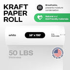White Kraft Paper Roll 18" x 8640" (720 feet) - Quality USA-Made Large Paper Roll 50lb Thickness for Packing, Moving, Shipping & Crafts/Art - 100% Recyclable Natural Wrapping Material by IDL Packaging