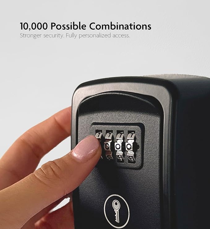 Iron Lock® Wall Mount Key Lock Box – Waterproof Heavy Duty Metal Lock Box for Keys with 4-Digit Combination & Resettable Code – Outdoor/Indoor Key Safe for Home, Office & Airbnb (Black, Small)