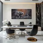 ZHENGYIN Black and White Bear Wall Art,Large Grizzly Wildlife Canvas Print, Bird Accent, Rustic Western Wall Decor for Living Room Office, Above Sofa, 24x48 Inch