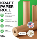 IDL Packaging 18" x 2160" (180 feet) Popular Pack Brown Kraft Paper Roll - USA-Made Perfect Craft Wrapping Paper for Packing, Moving, Shipping - 100% Recycled Natural Wrap Material