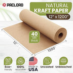 12" x 1200" (100 ft) Natural Kraft Paper Roll – USA Made Non-Toxic, Odorless, 100% Recyclable Brown Wrapping Paper for Shipping, Packaging, Crafting & Gift Wrapping