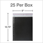 Quality Park Bubble Mailers, 8.25 x 11 Shipping Envelopes, Water Resistant Black Poly Padded Envelopes, Redi-Strip Peel Off Closure (QUA85870), Letter, 25/Box