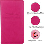Car Registration and Insurance Holder, Premium Pu Leather Vehicle Glove Box Organizer - for Driver License, Cards & Essential Documents (L-Rose Red)