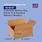 BOX USA Shipping Boxes 12"L x 8"W x 5"H, 25-Pack Small Corrugated Cardboard Box for Shipping, Packaging, Moving, Storage Box for Home or Business, Strong Wholesale Bulk Boxes
