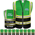 Custom Safety Vest with Logo Pockets High Visibility Reflective Vests Construction Security Workwear
