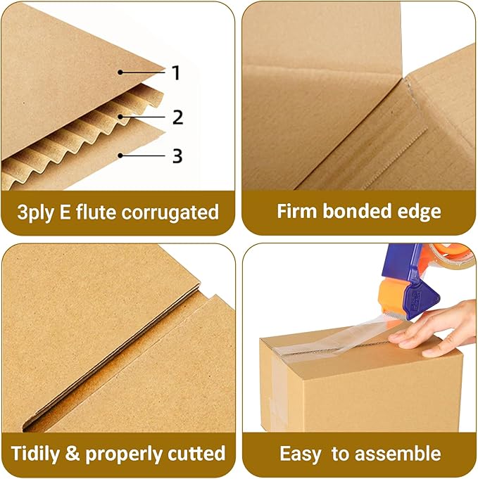 40 pack 7x5x4 inch Cardboard Box Mailers, Kraft Corrugated mailer Small Shipping Boxes For Small Business, Mailing Packing and Storage