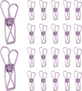 PATIKIL 50Pcs Paper Office Binder Clips, 1.26" Small Metal Wire Hollow Out Paper Clamps Long Tail Binder Clips for Photo Clothes Hanging Office Home Kitchen Food Package, Purple