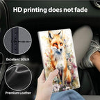 Car Registration and Insurance Holder, Leather Car Glove Box Organizer, Cool Car Accessories for ID, Driver's License Cards & Essential Document,business cards,Men&Women,Watercolor Foxs Flower
