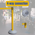 6 Pack 42Inch Crowd Control Stanchions with 10ft Yellow Retractable Belt Crowd Control Barriers 13 Inch Water-Filled Base Retractable Stanchions for Traffic Control (Yellow)
