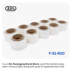 IDL Packaging 3"x 1000' Stretch Wrap Mini Roll of 80 Gauge (2 Rolls) with Plastic Handle - Extra Sticky Clear Plastic Wrap Film - Great for Moving and Office Needs - Self-Adhesive Wrap Packaging