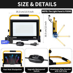 24000LM LED Work Light, 200W Ultra Brighter Flood Light with 16FT Cord Switch, Portable Worklight with Stand, 5000K IP66 Waterproof Outdoor Construction Lighting for Job Site Camping Workshop Garage