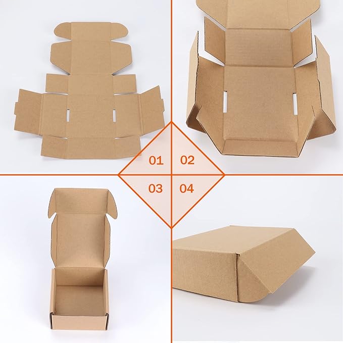 PHAREGE 4x4x2 inch Shipping Boxes Bulk 50 Pack Brown, Tab Lock Tuck Top Mailer Boxes for Packaging Small Business, Small Cardboard Gift Boxes for Wrapping Mailing Present