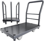 2in1 Panel Cart, Drywall Cart Platform Trucks 2500 lbs Capacity Lumber Cart Flatbed Cart 38" x 24" Heavy Duty Push Cart with 1Front and 3 Side Handrails& Swivel Casters