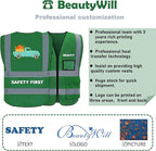 BeautyWill Custom Logo Safety Vest Class2 High Visibility Reflective Vest Breathable Construction Vest