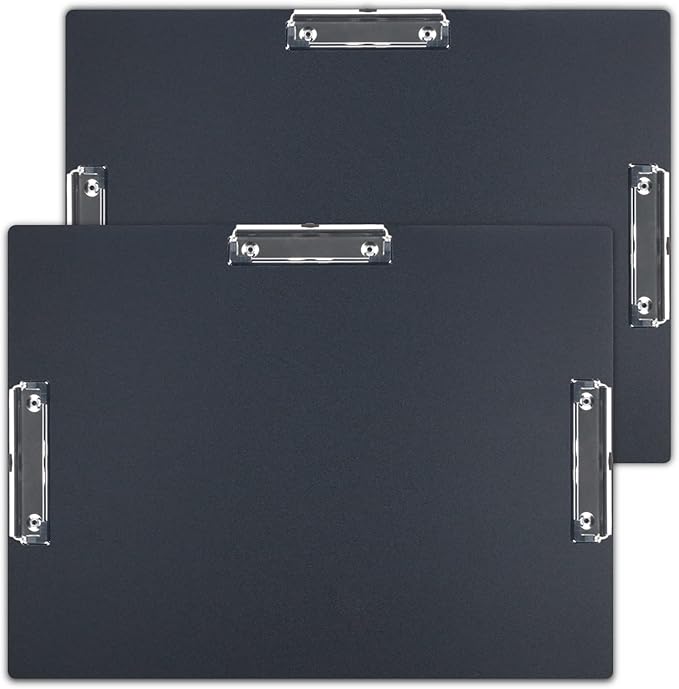 Acocony 11x17 Clipboard Three Clip Super Tough Extra Large Clipboard PP Plastic Not Fragile 11 x 17 Clipping Board Black Pack of 2