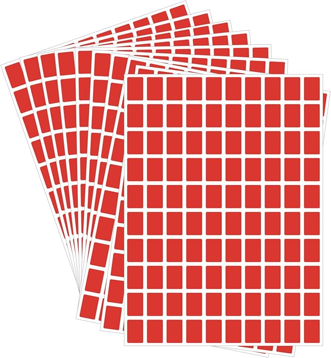 Starboling Color Coding Labels,3000 PCS 1/2" x 3/4" Red Rectangular Colored Labels Stickers,for Garage Sale,Price Tags,File Folder Tabs,and Classroom Organization