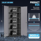 Superday Metal Storage Cabinet with Lock, 72" H Garage Storage Cabinet with Doors and 4 Adjustable Shelves,Black Grey Steel Locking Cabinets for Office, Home, Garage, Gym, School