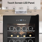 Tylza 24 Bottles Wine Fridge, Wine Cellar with Powerful Compressor, LED Touchscreen, Low-E Tempered Glass Door, Lock, Wine Cooler Refrigerator for Red, White, Champagne or Sparkling Wine, Black