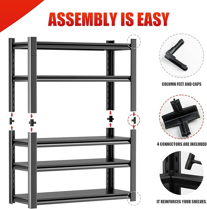 Storage Shelves Garage Shelving Heavy Duty - 72''H Garage Shelves Adjustable 5 Tier Metal Shelving Unit Storage Rack Shelving Industrial Utility Shelf 16" D x36 W x78 H（2 Pieces）