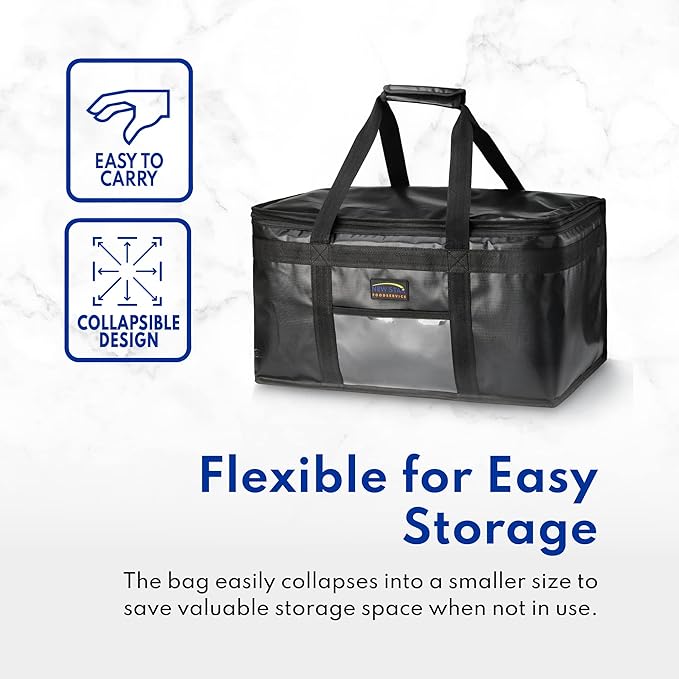 New Star Foodservice 1028690 Commercial Quality Insulated Food Delivery Bag Full-Size, (21.5" W x 11" H x 12.5" D), Black