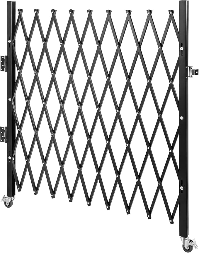 VEVOR Folding Door Scissor Gate - Steel Accordion 87" H x 94" W, 360 Rolling Barricade,Padlock