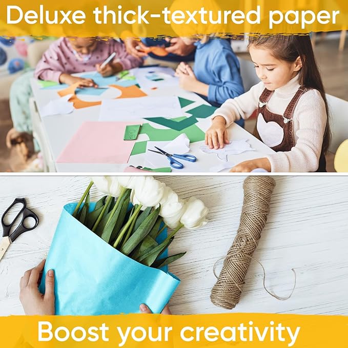 USA Made 24" x 1200" Light Blue Paper Roll, 45 lbs Thickness, American Quality Colored Kraft Paper Roll for Bulletin Board, Arts & Crafts, School Projects - Non-Toxic, Odorless, Safe