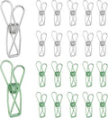 PATIKIL 50Pcs Paper Office Binder Clips, 1.26" Small Metal Wire Hollow Out Paper Clamps Long Tail Binder Clips for Photo Clothes Hanging Office Home Kitchen Food Package, Silver/Green