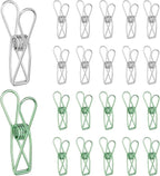 PATIKIL 50Pcs Paper Office Binder Clips, 1.26" Small Metal Wire Hollow Out Paper Clamps Long Tail Binder Clips for Photo Clothes Hanging Office Home Kitchen Food Package, Silver/Green