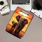 Clipboard with Storage,Office Supplies Nursing Clipboards Folder with Pen Holder Plastic Storage ClipBoard Foldable for Teacher Nurse,Sunset Elephant